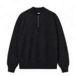 A.PRESSE vintage half zip sweatshirt featuring a relaxed fit, premium cotton fabric, and minimalist design in a classic neutral tone.