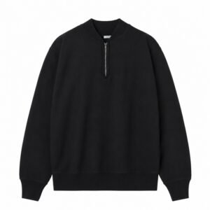 A.PRESSE vintage half zip sweatshirt featuring a relaxed fit, premium cotton fabric, and minimalist design in a classic neutral tone.