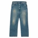 A.PRESSE Vintage Denim Pants in classic washed blue denim with a straight-leg fit, five-pocket design, and authentic vintage-inspired detailing for a timeless casual look.