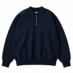 A.PRESSE Half Zip Rib Collar Sweatshirt premium vintage streetwear pullover with relaxed fit and ribbed collar detail.