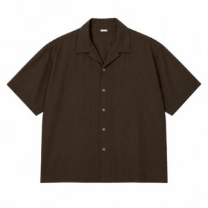 A.PRESSE Natural Silk S/S Open Collar Shirt in premium natural silk with relaxed fit and open collar design for modern streetwear styling.