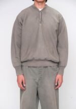 A.PRESSE Vintage Half Zip Rib Collar Sweatshirt