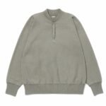 A.PRESSE Vintage Half Zip Rib Collar Sweatshirt Gray premium men's streetwear pullover with vintage-inspired design and rib collar styling.
