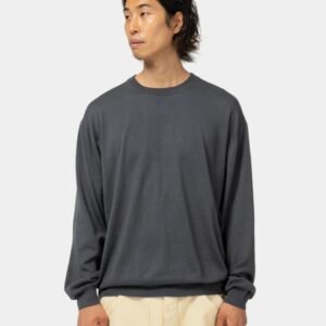 A.PRESSE Wool Cotton High Gauge Crew Neck Sweatshirt Gray