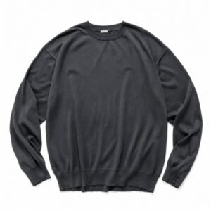 A.PRESSE Wool Cotton High Gauge Crew Neck Sweatshirt Gray premium wool cotton crewneck streetwear sweatshirt for men in USA fashion style.