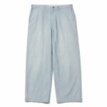 A.PRESSE Indigo Pin Check Work Pants in premium indigo pin check fabric with relaxed straight-leg fit for modern streetwear and everyday wear.