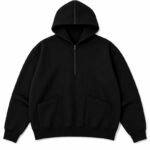 A.PRESSE Sailor Hood Half Zip Sweatshirt premium cotton fleece streetwear hoodie with sailor hood and half zip design in relaxed fit for men.