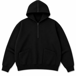 A.PRESSE Sailor Hood Half Zip Sweatshirt premium cotton fleece streetwear hoodie with sailor hood and half zip design in relaxed fit for men.