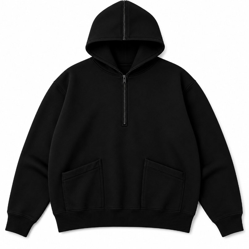 A.PRESSE Sailor Hood Half Zip Sweatshirt A.PRESSE Sailor Hood Half Zip Sweatshirt premium cotton fleece streetwear hoodie with sailor hood and half zip design in relaxed fit for men.