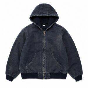 A.PRESSE Silk Linen Hooded Parka premium lightweight hooded jacket in breathable silk linen fabric for modern streetwear styling.
