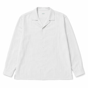 A.PRESSE Silk Linen Open Collar L/S Shirt premium men's lightweight silk linen streetwear shirt with relaxed fit and open collar design.