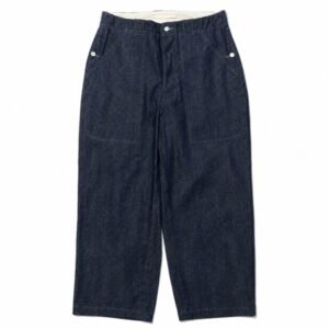 A.PRESSE Swiss Army Denim Work Trousers in premium vintage-inspired denim with relaxed fit and military workwear styling