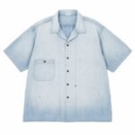 A.PRESSE Vintage Chambray S/S Shirt Bleach men's premium short sleeve chambray shirt with vintage washed finish and relaxed streetwear fit