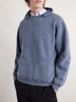A.PRESSE Vintage Cotton-Jersey Hoodie Blue