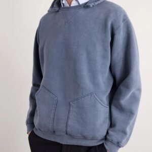 A.PRESSE Vintage Cotton-Jersey Hoodie Blue