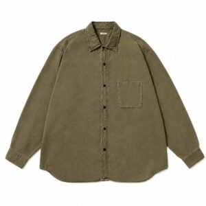 A.PRESSE Vintage Cotton Moleskin Shirt in premium cotton moleskin fabric with relaxed fit and vintage streetwear styling.