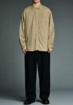 A.PRESSE Vintage Cotton Moleskin Shirt Beige