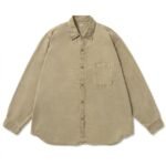 A.PRESSE Vintage Cotton Moleskin Shirt Beige premium men's cotton moleskin streetwear button-up shirt front view