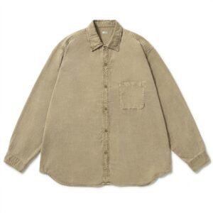 A.PRESSE Vintage Cotton Moleskin Shirt Beige premium men's cotton moleskin streetwear button-up shirt front view