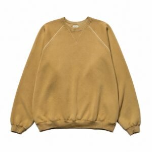 A.PRESSE Vintage Crew Neck Sweatshirt Men in vintage beige premium cotton crewneck sweatshirt with relaxed fit for USA streetwear fashion.