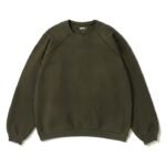 A.PRESSE Vintage Double V Sweatshirt Olive premium cotton fleece crewneck sweatshirt with vintage streetwear design and relaxed fit.