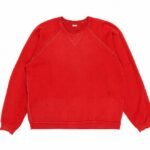 A.PRESSE Vintage Double V Sweatshirt Red premium cotton crewneck sweatshirt with vintage sportswear design and relaxed streetwear fit.