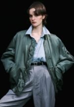 A.PRESSE Vintage Silk Flight Jacket Sage