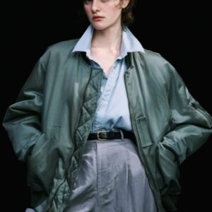 A.PRESSE Vintage Silk Flight Jacket Sage