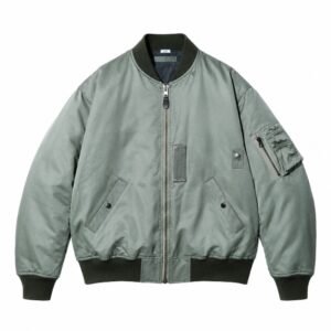 A.PRESSE Vintage Silk Flight Jacket Sage premium silk military-inspired streetwear jacket for men