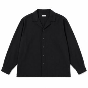 A.PRESSE Vintage Silk Open Collar L/S Shirt in premium silk fabric featuring relaxed fit and vintage-inspired open collar design.