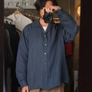 A.PRESSE Vintage Silk SS Open Collar Shirt