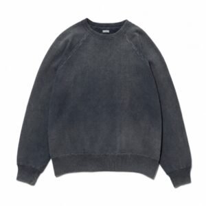 A.PRESSE Vintage Sweatshirt Gray premium cotton fleece crewneck sweatshirt with relaxed fit and vintage-inspired streetwear design.