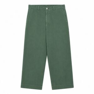A.PRESSE Vintage Twill Work Pants - Green premium cotton relaxed fit men's workwear trousers front view
