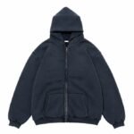 A.PRESSE Vintage US Navy Zip Hoodie in premium navy cotton with full zip closure and vintage-inspired streetwear design for men.