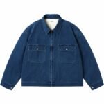 A.PRESSE Vintage Work Jacket Blue premium men's vintage workwear jacket with utility pockets and relaxed streetwear fit