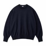 A.PRESSE wool knit crew neck sweater navy premium men's wool crew neck knit sweater front view for streetwear styling