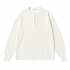 A.PRESSE cashmere blend long sleeve Henley neck shirt in premium streetwear style