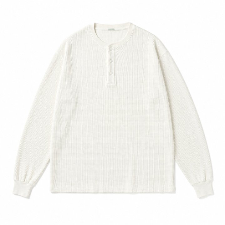 A.PRESSE Cashmere Blend L/S Henley Neck Shirts A.PRESSE cashmere blend long sleeve Henley neck shirt in premium streetwear style