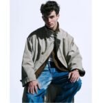 A.PRESSE Suede Leather Regular Collar Shirt