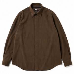 A.PRESSE Suede Leather Regular Collar Shirt in premium suede leather with classic regular collar and modern streetwear styling.