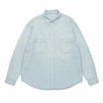 A.PRESSE Vintage Chambray Shirt - Bleach vintage washed chambray shirt front view
