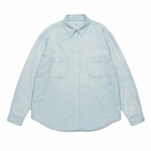 A.PRESSE Vintage Chambray Shirt - Bleach vintage washed chambray shirt front view