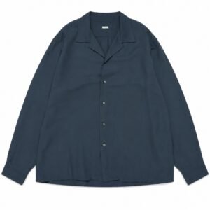A.PRESSE Vintage Open Collar Shirt Navy men's vintage streetwear shirt