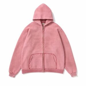 A.PRESSE Vintage Zip Sweat Hoodie Pink front view