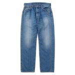 A.PRESSE Washed Denim Pants E Bleach vintage washed denim jeans front view