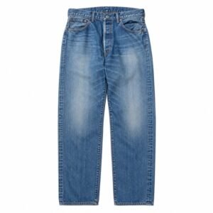 A.PRESSE Washed Denim Pants E Bleach vintage washed denim jeans front view