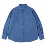 A.PRESSE Washed Denim Shirt in premium washed cotton denim with vintage streetwear styling for men.