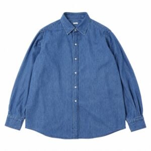 A.PRESSE Washed Denim Shirt in premium washed cotton denim with vintage streetwear styling for men.