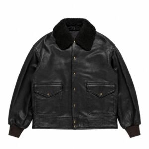 A.PRESSE Leather A-1 Jacket in Black.