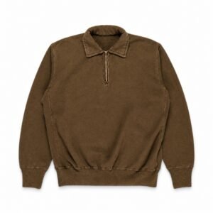 A.PRESSE Vintage Half Zip Sweatshirt Brown